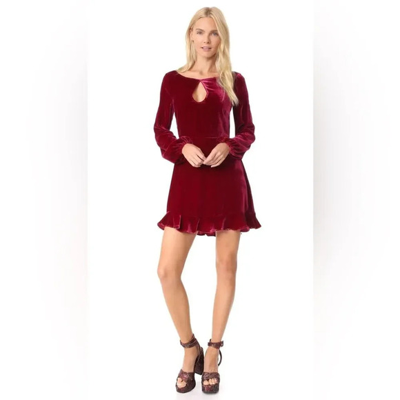 FOR LOVE AND LEMONS Velvet Mini Dress in Raspberry - Picture 4 of 10